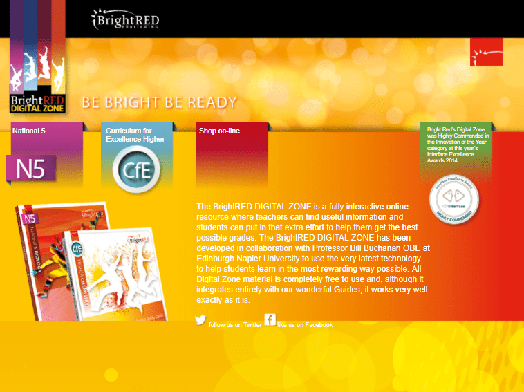 A snapshot of the homepage of our Bright Red Digital Zone